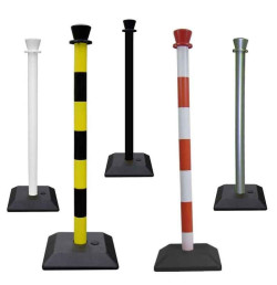 Poteau de balisage monobloc PVC avec base – Bandes réfléchissantes