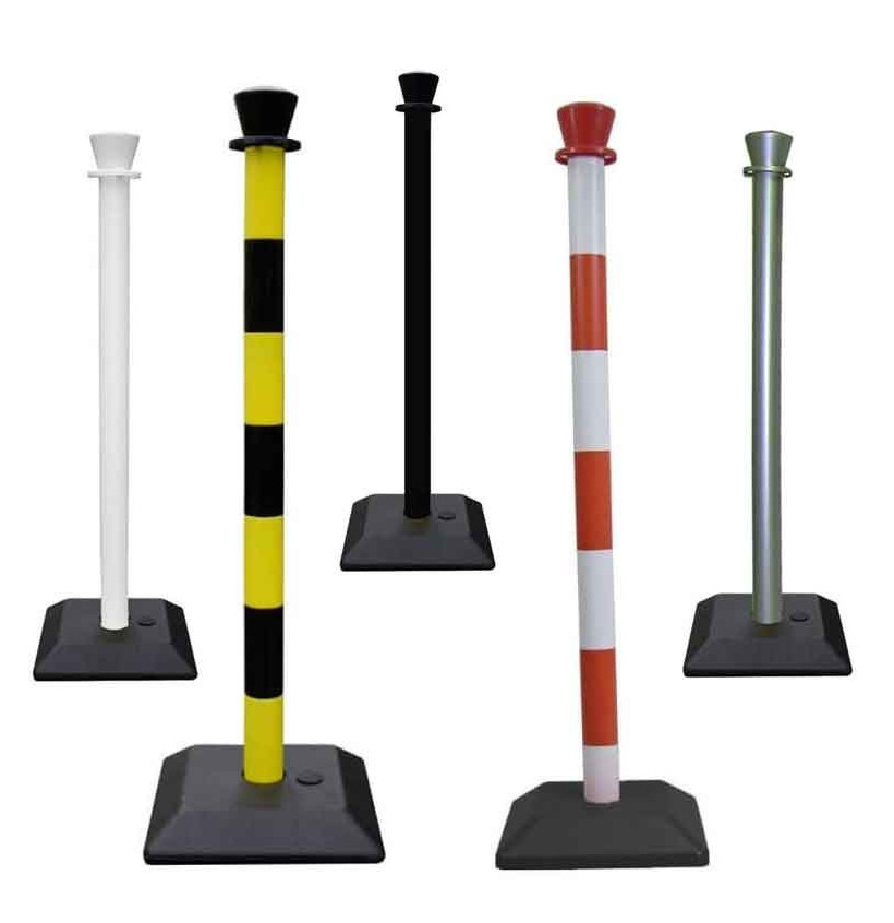 Poteau de balisage monobloc PVC avec base – Bandes réfléchissantes Poteau de balisage monobloc PVC avec base – Bandes réfléchissantes