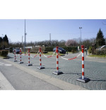 Poteau de balisage monobloc PVC avec base – Bandes réfléchissantes