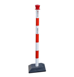 Poteau PVC rouge/blanc base lestée et encoches – IDEQUIP