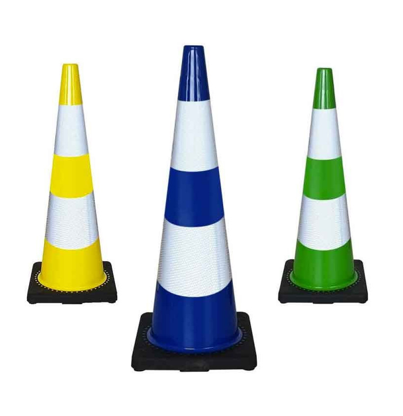 Cône de chantier 90 cm base lestée – 4 coloris – IDEQUIP Cône de chantier 90 cm base lestée – 4 coloris – IDEQUIP