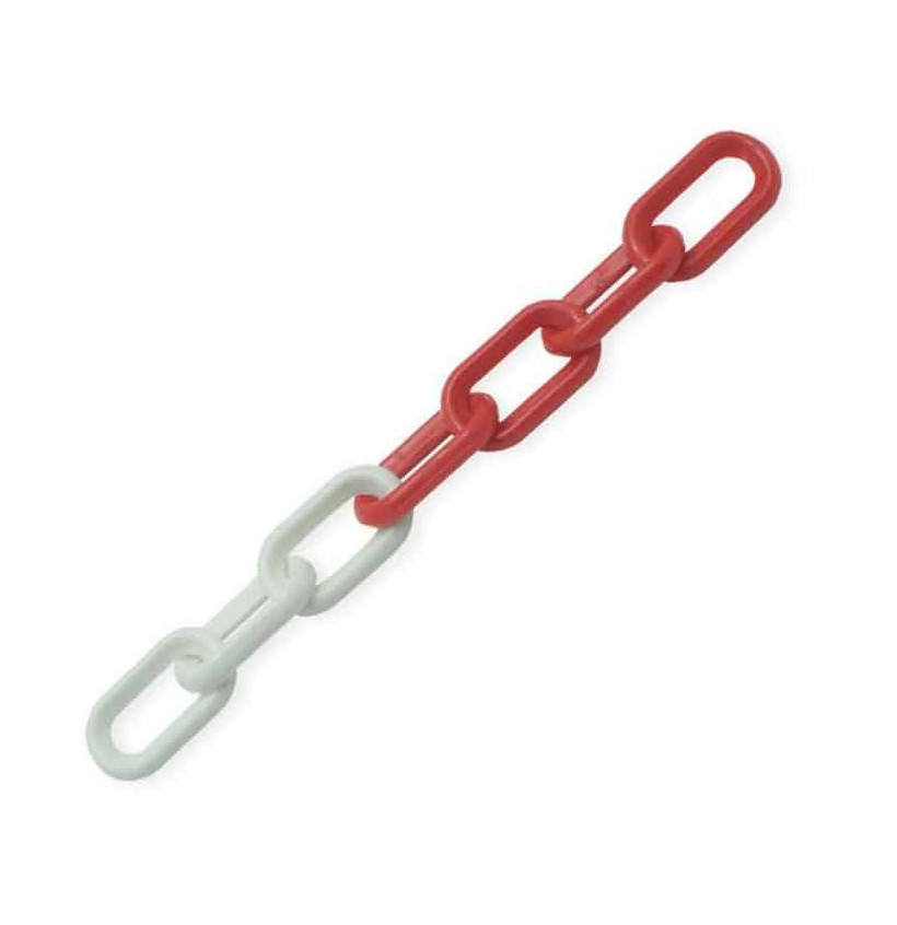 Chaîne de signalisation plastique rouge/blanc – Intérieur & extérieur Chaîne de signalisation plastique rouge/blanc – Intérieur & extérieur