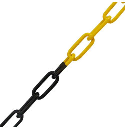 Chaîne de signalisation acier noir/jaune – Ø 6 mm maillons longs – 15 m