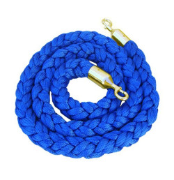 Cordon tressé bleu en velours – Fermoir chromé ou laitonné – 200 cm