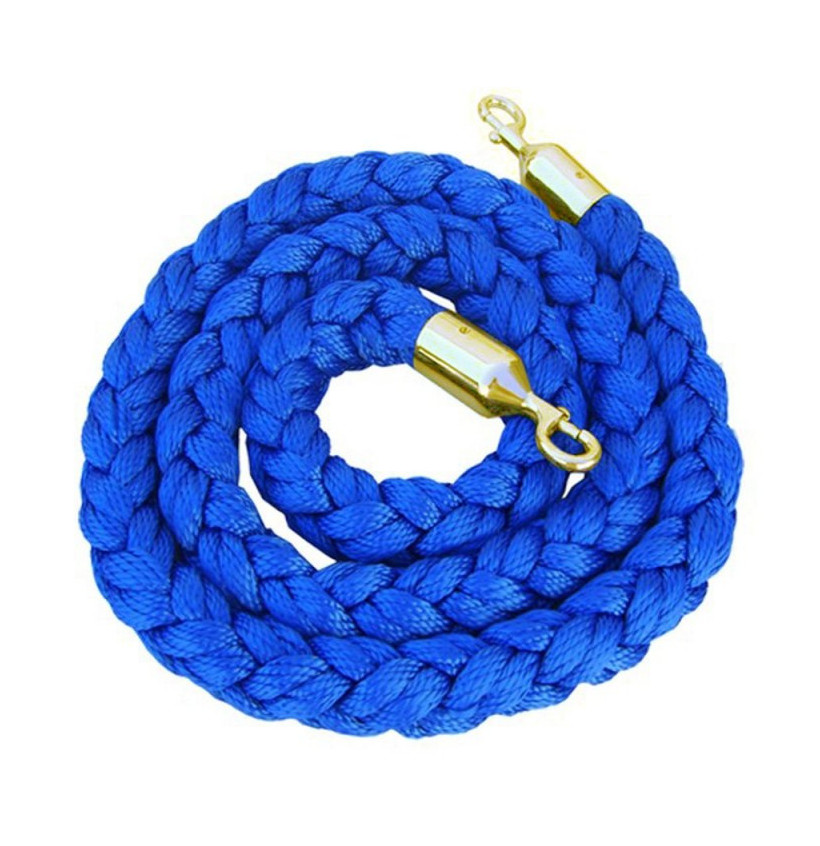 Cordon tressé bleu en velours – Fermoir chromé ou laitonné – 200 cm Cordon tressé bleu en velours – Fermoir chromé ou laitonné – 200 cm