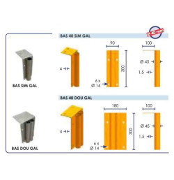 Fourreau de fixation en angle pour barrière de quai Ø40 ou Ø60 mm
