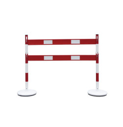 Poteaux de chantier avec 2 barrières rigides – plusieurs coloris