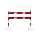 Poteaux de chantier avec 2 barrières rigides – plusieurs coloris