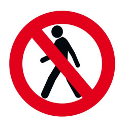 Pictogramme adhésif sol “Interdit piéton” Ø 500 mm – PVC robuste