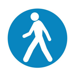 Pictogramme adhésif sol “Obligatoire piétons” Ø 500 mm – PVC robuste