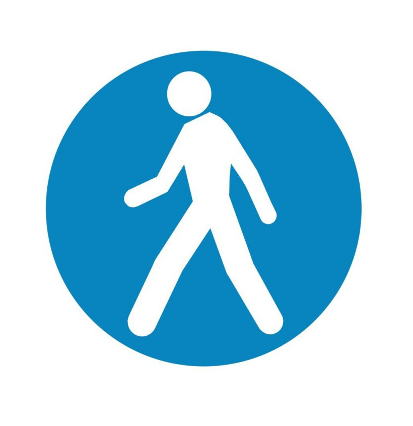 Pictogramme adhésif sol “Obligatoire piétons” Ø 500 mm – PVC robuste Pictogramme adhésif sol “Obligatoire piétons” Ø 500 mm – PVC robuste