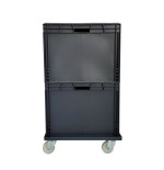 Plateau roulant pour bacs – 250 kg, 610 x 410 mm, rebords antiglisse