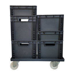 Plateau roulant pour bacs – 250 kg, 610 x 410 mm, rebords antiglisse