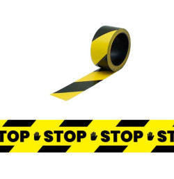 Ruban adhésif noir/jaune STOP