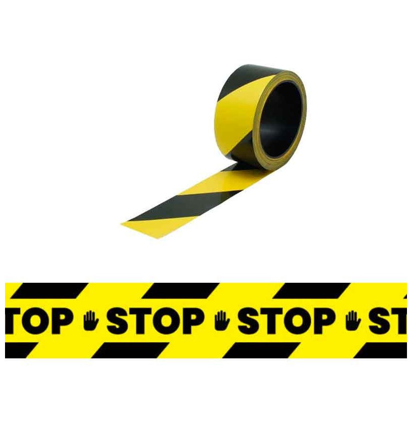 Ruban adhésif noir/jaune STOP Ruban adhésif noir/jaune STOP