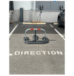 Barrière de parking rabattable Ø50 mm Acier zingué et base caoutchouc