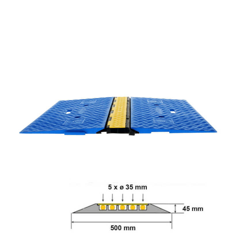 Rampe PMR bleu avec protège câble  5 x Ø35mm VISO