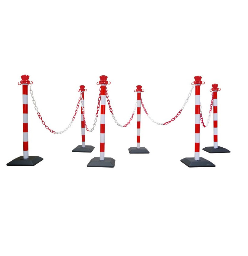 Kit 6 poteaux de balisage en PVC et 10 m de chaine