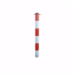 Steel Marking Bollard Ø100 mm H1200 mm – Red Epoxy & Reflective Bands | IDEQUIP