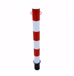 Steel Marking Bollard Ø100 mm H1200 mm – Red Epoxy & Reflective Bands | IDEQUIP