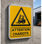 Panneau solaire LED attention chariots élévateurs 700 x 550 mm – Autonome | Film Classe 2 | Visibilité 250 m