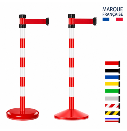 Poteau rouge/blanc à sangle Premium base lestée