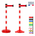 Viso Red and White Guidance Post with Braked Belt – 3 m or 5 m | Freestanding Weighted Base