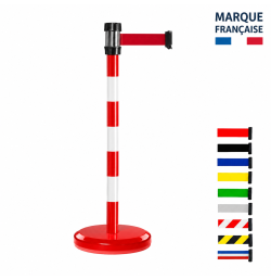 Viso Red and White Guidance Post with Braked Belt – 3 m or 5 m | Freestanding Weighted Base