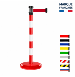 Viso Red and White Guidance Post with Braked Belt – 3 m or 5 m | Freestanding Weighted Base