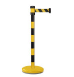 Viso Black and Yellow Guidance Post with Braked Belt – 3 m or 5 m | Freestanding Weighted Base