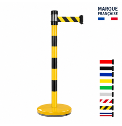 Poteau de guidage Viso noir et jaune sangle freinée – 3 m ou 5 m | Stabilité sans fixation au sol