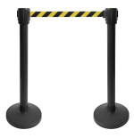 Kit 2 poteaux à sangle 10 m Ø76 mm – Noir ou inox | Guidage public et régulation de trafic intérieur