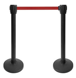 Kit 2 poteaux à sangle 10 m Ø76 mm – Noir ou inox | Guidage public et régulation de trafic intérieur