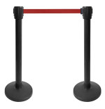 Kit 2 poteaux à sangle 10 m Ø76 mm – Noir ou inox | Guidage public et régulation de trafic intérieur