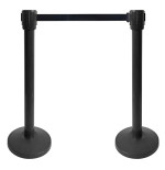 Kit 2 poteaux à sangle 10 m Ø76 mm – Noir ou inox | Guidage public et régulation de trafic intérieur