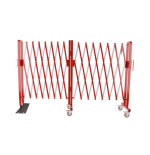 Barrière de chantier extensible 4 m en acier rouge et blanc – BAR4000 | Repliée 42 cm | IDEQUIP