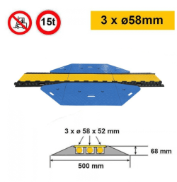 Wheelchair-Accessible Cable Protector CP1031 with PMR Ramps – 40 T | 3 Channels Ø58×52 mm | -20°C to +60°C