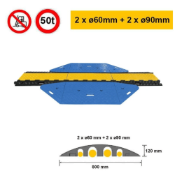 Heavy-Duty Wheelchair-Accessible Cable Protector CPTRUCKPMR – 4 Channels 2×Ø60 + 2×Ø90 mm – 50 T
