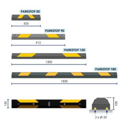 Butée de parking en caoutchouc et passe-câbles PARKSTOP VISO