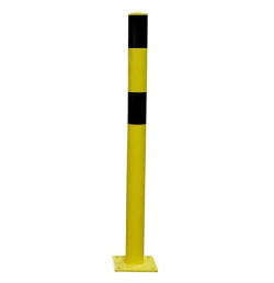 Poteau de protection acier noir/jaune sur platine 1200 mm | IDEQUIP