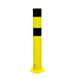 Poteau de protection acier noir/jaune sur platine 1200 mm | IDEQUIP