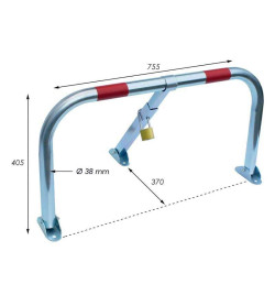 Barrière de Parking Rabattable Ø38 mm Acier Zingué et Base