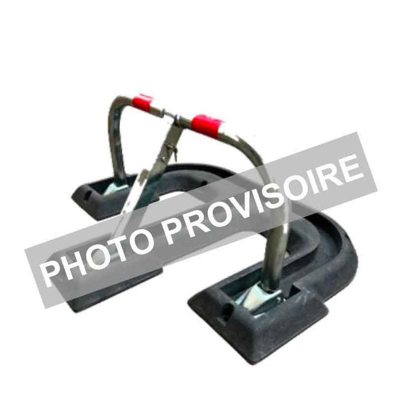 Barrière de parking rabattable Ø50 mm Acier zingué et base caoutchouc Barrière de parking rabattable Ø50 mm Acier zingué et base caoutchouc