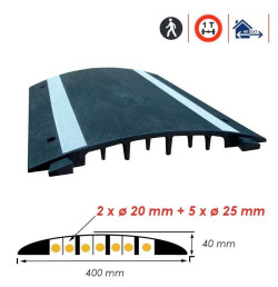 Passe câble piéton caoutchouc | 5 x ø25mm + 2 x ø20mm