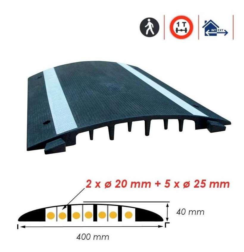 Passe câble piéton caoutchouc | 5 x ø25mm + 2 x ø20mm Passe câble piéton caoutchouc | 5 x ø25mm + 2 x ø20mm