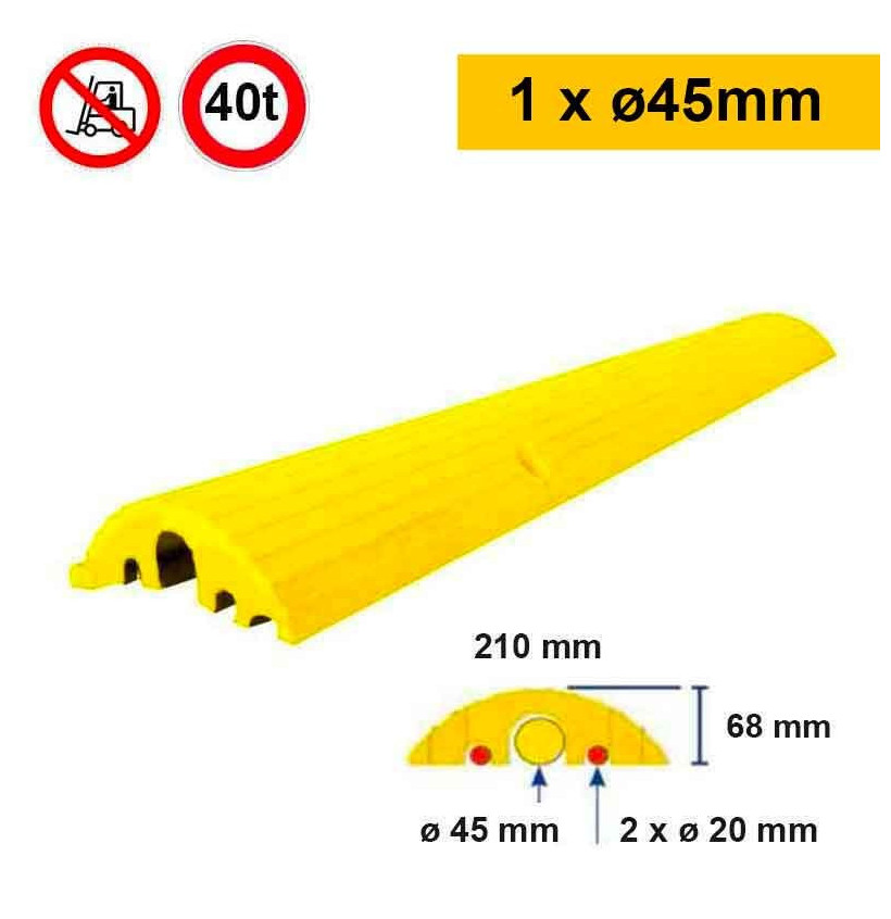 Butée franchissable passe-câble CP450 – 3 canaux Ø45 & Ø20 mm