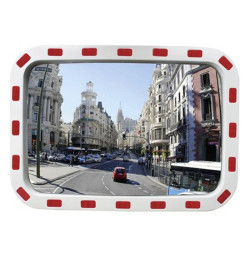 Miroir de circulation rectangulaire réfléchissant rouge/blanc