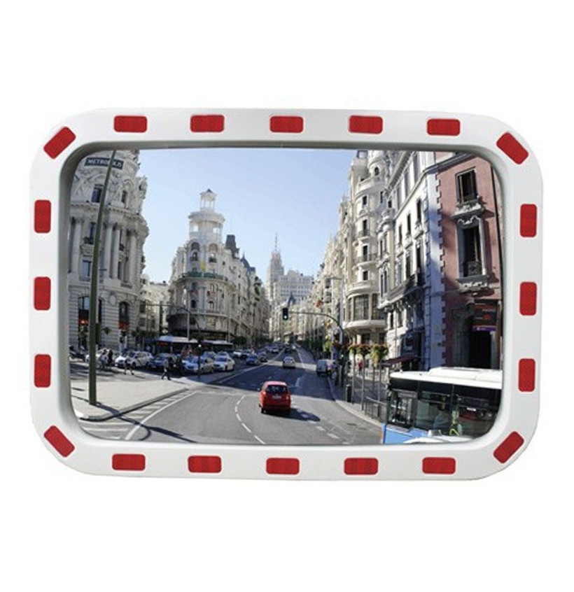 Miroir de circulation rectangulaire réfléchissant rouge/blanc Miroir de circulation rectangulaire réfléchissant rouge/blanc