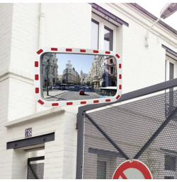Red/White Rectangular Traffic Safety Mirror