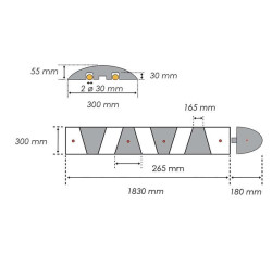 Ralentisseur monobloc 1,83 m – Caoutchouc recyclé, 55 mm